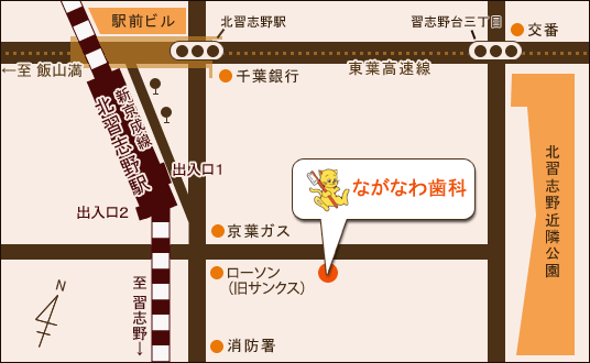 ながなわ歯科周辺地図